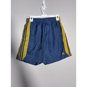 Vintage Adidas Men’s Athletic Shorts Swim Trunks Striped Teal and Yellow Size M
